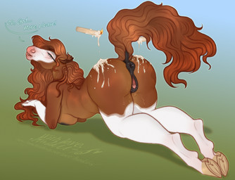 animal_genitalia animal_vulva anthro anus brown_body brown_hair brown_tail candle candle_wax equine_anus equine_genitalia equine_vulva female female_anthro gaping gaping_vagina genitals glistening glistening_eyes gradient_background green_eyes hair long_hair narrowed_eyes nude open_mouth puffy_anus simple_background solo tail vulva wavy_hair wax_play white_body huskii-s equid equine horse mammal hi_res signature