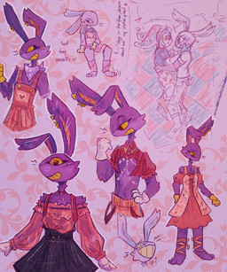 ankle_warmers anthro barefoot black_bottomwear black_clothing black_skirt bottomwear checkered checkered_background chest_markings choker clothing dress duo eyelashes feet female floral_background flower fluffy fluffy_tail fool's_hat fur gloves gold_ear_piercing grin handwear hat headgear headwear heart_symbol jewelry kerchief mad_laughter markings neckerchief necklace neckwear overalls pajamas pattern_background pillow pink_clothing pink_dress pink_overalls pink_ribbon plant purple_body purple_fur purple_kerchief purple_neckerchief sad shoulderless_dress simple_background skirt smile smiling_at_another smiling_at_partner solo tail text white_clothing white_gloves white_handwear yellow_clothing yellow_gloves yellow_handwear soni7 glitch_productions the_amazing_digital_circus jax_(tadc) pomni_(tadc) lagomorph leporid mammal rabbit 5:6 english_text hi_res trans_(lore) trans_woman_(lore)