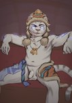 anthro arm_tattoo balls flaccid foreskin genitals glowing glowing_eyes male nipples penis solo tattoo unretracted_foreskin leggicle gunfire_reborn lei_luo_(gunfire_reborn) felid feline mammal pantherine tiger hi_res