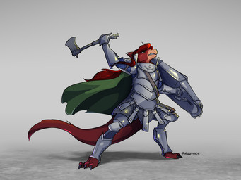 anthro armor axe cape cloak clothing digitigrade female fur green_cape green_cloak green_clothing green_eyes hair kirzaka_visrieks melee_weapon red_body red_fur red_hair shield simple_background snarling sneer solo tail tan_body tan_fur weapon siggymc ghibli mythology nausicaä_of_the_valley_of_the_wind dragon furred_dragon furred_scalie mythological_creature mythological_scalie scalie 2022 digital_drawing_(artwork) digital_media_(artwork) hi_res