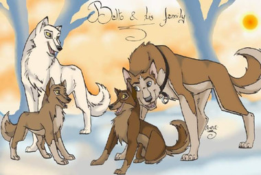 blue_eyes caption collar detailed_background eye_contact family female feral forest group looking_at_another male nature outside plant quadruped sky snow tail toony tree winter wood yellow_eyes young young_feral pample balto_(series) universal_studios balto kitok canid canine canis domestic_dog husky hybrid mammal nordic_sled_dog spitz wolf wolfdog