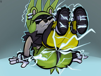 anthro blue_eyes bodily_fluids bottomwear bottomwear_down clothed clothing ear_piercing electricity female genital_fluids green_body looking_pleasured looking_up panties pants pants_down panty_shot partially_clothed piercing shark_teeth solo underwear vaginal_fluids amespinkinson idw_publishing sega sonic_the_hedgehog_(comics) sonic_the_hedgehog_(idw) sonic_the_hedgehog_(series) surge_the_tenrec afrosoricid mammal tenrec 4:3 hi_res