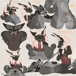 4_toes 5_fingers abs accessory anal anal_knotting anal_penetration animal_genitalia animal_penis anthro anthro_on_anthro anthro_penetrated anthro_penetrating anthro_penetrating_anthro armpit_hair balls barbell_piercing bared_teeth bedroom_eyes biceps big_breasts big_penis bite black_body black_claws black_ears black_eyebrows black_fur black_nipples black_nose black_sclera black_tongue black_vulva blush blush_lines bodily_fluids body_hair braided_hair breast_play breast_squeeze breasts brown_body brown_fur butt canine_genitalia canine_penis cervix claws clitoral_hood clitoris collar cowgirl_position cunnilingus dialogue disembodied_hand dominant dominant_female dripping duo ear_bite ear_piercing ear_ring ear_tuft erection eye_contact eyebrows facial_piercing feet female female_penetrated fingers first_person_view fluffy fluffy_balls fluffy_chest fluffy_feet fluffy_hips fluffy_tail foot_tuft from_front_position fully_sheathed fur genital_fluids genitals ghost_hand gold_piercing good_boy gradient_hair grey_body grey_fur grey_tail hair hair_accessory hair_ring half-closed_eyes half-erect hand_on_breast hand_on_chest hand_on_hip hand_on_muzzle hands_in_mouth high-angle_view highlights_(coloring) holding_partner holding_partner's_arm holding_partner's_head holding_partner's_leg humanoid_genitalia humanoid_vulva internal internal_anal internal_vaginal intraspecies jewelry knot knot_root knotted_penis knotting leaking leaking_precum leash leash_pull leashed_collar licking licking_lips licking_own_lips long_claws long_hair looking_at_another looking_at_viewer male male/female male_penetrating male_penetrating_female markings mouth_play multicolored_body muscular muscular_anthro muscular_male muzzle_(object) muzzled narrowed_eyes nipple_barbell nipple_piercing nipples nose_piercing nose_ring nude on_bottom on_top one_eye_closed open_mouth open_smile oral orange_eyes paws pecs penetration penile penile_penetration penis penis_tip piercing pink_hair pink_tongue precum precum_drip precum_on_penis pubes pulling_mouth pulling_sheath pupils red_penis red_tongue ring_piercing seductive sex sheath sheath_play side_view simple_background size_difference smile snarling sparkles squeezing tail teasing teeth text thick_thighs titfuck toes tongue tongue_out tuft two_tone_body uterus vaginal vein veiny_penis vulva white_body white_eyebrows white_fur white_pupils white_sclera white_tail wink x-ray_view yellow_eyes rhaelrhaelrasputin mythology siggy_(siggywolp) skye_(rhaelrhaelrasputin) canid canine canis mammal mythological_canine mythological_creature werecanid werecanine werecreature werewolf wolf 1:1 absurd_res english_text hi_res sketch_page