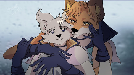 anthro clothed clothing duo hug hugging_another hugging_from_behind looking_at_viewer male male/male parody romantic romantic_couple pinumontbalou epic_games fortnite sailor_moon_(series) fennix_(fortnite) volpez_(fortnite) arctic_fox canid canine canis fox mammal red_fox true_fox hi_res brother_(lore) brothers_(lore) incest_(lore) sibling_(lore)