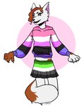 ambiguous_gender anthro aromantic_pride_colors bottomwear brown_body brown_fur brown_hair clothed clothing fur genderfluid_pride_colors hair hoodie lgbt_pride male markings miniskirt multicolored_bottomwear multicolored_clothing multicolored_hoodie multicolored_skirt multicolored_sweater multicolored_topwear paws pride_color_bottomwear pride_color_clothing pride_color_hoodie pride_color_skirt pride_color_sweater pride_color_topwear pride_colors skirt solo spots spotted_body spotted_fur sweater sweatshirt topwear white_body white_fur nnathan dust_(brownspots) arctic_fox canid canine fox mammal true_fox absurd_res hi_res