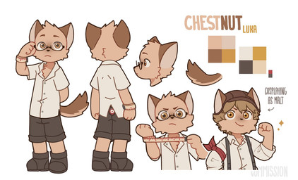 anthro boots bottomwear bracelet brown_body brown_eyes brown_fur clothed clothing collared_shirt cosplay dress_shirt eyewear footwear fur glasses jewelry male shirt shoes shorts simple_background solo standing tail tape_measure topwear white_background young young_anthro young_male capnkabi cyberconnect2 fuga:_melodies_of_steel little_tail_bronx luka_(capnkabi) malt_marzipan canid canine mammal model_sheet