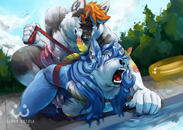 5_fingers anthro black_body black_claws black_fur black_lips black_nose blue_body blue_eyes blue_fur blue_hair blue_sky bodily_fluids bound breasts claws cloud crouching day detailed_background duo erection eyebrows eyes_closed female fingers forced fur genital_fluids genitals glans hair hands_behind_back hands_tied humanoid_genitalia humanoid_penis imminent_rape imminent_sex inflatable lips long_hair loose_feather lying male male/female multicolored_body multicolored_fur nipples nude on_front open_mouth outside penis pink_glans pink_penis plant poolside precum red_eyebrows red_hair red_tongue short_hair shrub sky swimming_pool teeth tongue two_tone_body two_tone_fur vaginal_fluids vein veiny_penis vulva white_body white_fur yellow_nipples senor_nutria storm_(stormwx_wolf) xuan_(xuan_sirius) canid canine canis mammal wolf 2018 digital_media_(artwork)