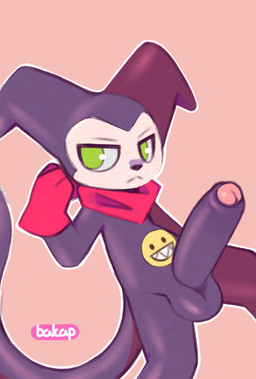 anthro balls big_penis biped clothing erection foreskin genitals glans gloves green_eyes handwear huge_penis humanoid_genitalia humanoid_penis kerchief male male_anthro mostly_nude_anthro mostly_nude_male neckerchief neckwear outline partially_retracted_foreskin penis purple_body solo tail text urethra bakap bandai_namco digimon digimon_(species) impmon artist_name colored digital_media_(artwork) shaded