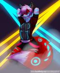 bottomwear clothing femboy fishnet_clothing glowing glowing_eyes hotpants male minishorts neon nightclub rave shorts smoke solo draeusz allenfoxtail canid canine fox mammal 2019 absurd_res hi_res