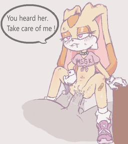 anal anal_fluids anal_penetration anthro anthro_penetrated band-aid bandage bite biting_lip blush blush_lines bodily_fluids butt clothing collar cum cum_from_ass cum_in_ass cum_inside dialogue dominant dominant_female duo eyelashes female female_on_top female_penetrated genital_fluids genitals gloves handwear leaking_cum loli male male/female male_on_bottom male_penetrating male_penetrating_female mesugaki navel on_bottom on_top orgasm penetration penis pink_eyes saliva sex shirt speech_bubble spiked_collar spikes submissive submissive_male sweat tears text tied_shirt topwear vaginal_fluids vulva young young_penetrated waketab sega sonic_the_hedgehog_(series) cream_the_rabbit lagomorph mammal 2025 english_text