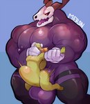 abdominal_bulge ahnik_(character) anthro balls biceps big_balls big_dom_small_sub big_muscles big_penis blue_background bone demon dominant duo elias_ainsworth genitals hi_res horn huge_balls huge_muscles huge_penis lizard male male/male male_penetrated male_penetrating male_penetrating_male merong muscular muscular_male nipples penetration penis purple_balls purple_body red_eyes reptile scalie sex simple_background size_difference skull skull_head the_ancient_magus_bride