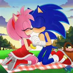 5_fingers anthro basket black_nose blue_body blue_fur blush boots clothed clothing container countershade_fur countershading dress duo eyes_closed female fingers footwear fur gloves grass grass_field hair hand_holding handwear kissing kneeling male male/female multicolored_clothing multicolored_footwear multicolored_shoes outside park picnic picnic_basket picnic_blanket pink_body pink_fur plant red_clothing red_footwear red_shoes romantic romantic_couple shoes short_hair sitting sunset tail tan_body tan_countershading tan_fur tree two_tone_clothing two_tone_footwear two_tone_shoes white_clothing white_footwear white_gloves white_handwear white_shoes dashroseth sega sonic_the_hedgehog_(series) amy_rose sonic_the_hedgehog eulipotyphlan hedgehog mammal 1:1 absurd_res digital_drawing_(artwork) digital_media_(artwork) hi_res signature