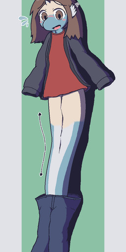 ambiguous_gender anthro apode bird's-eye_view blush bodily_fluids bottomwear bottomwear_around_one_leg bottomwear_down brown_eyes brown_hair clothed clothing clothing_around_one_leg denim denim_bottomwear denim_clothing expansion flying_sweatdrops fused_legs growth hair high-angle_view hoodie horn horn_growth human_to_anthro ineffective_clothing jeans legless looking_down looking_down_at_self lying mid_transformation on_back on_ground open_mouth pants pants_around_one_leg partially_clothed shadow shirt simple_background snout solo species_transformation sweat sweatdrop t-shirt tail tail_expansion topwear transformation white_frill oagoner nintendo pokemon dragonair generation_1_pokemon human mammal pokemon_(species) scalie 2025 colored hi_res