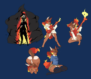 ahoge anthro big_butt black_sclera blush bottomless breasts butt clothed clothing digitigrade electric_guitar embers female fire fur guitar hair legwear musical_instrument nude open_mouth plucked_string_instrument simple_background smile solo stockings string_instrument sweater topwear cosmicminerals larroqm caradhina canid canine mammal 2018 absurd_res alpha_channel digital_media_(artwork) hi_res