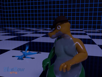 anthro belly big_belly blue_body bow_tie clothing cowboy_hat duo faceplant green_body gulp_(sound_effect) hand_on_belly hat head_first headgear headwear male oral_vore overweight rumbling_stomach smile soft_vore sound_effects surprised tail text translucent translucent_body vore white_body yellow_body voriswolf glitch_productions the_amazing_digital_circus bluebow_(character) gummigoo_(tadc) canid canine canis crocodile crocodilian domestic_dog mammal reptile scalie 2026 3d_(artwork) 3d_animation 4:3 animated artist_name digital_media_(artwork) huge_filesize short_playtime sound video watermark