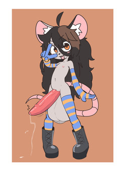 ahoge animal_genitalia animal_penis anthro armwear balls big_balls big_penis black_boots black_clothing black_footwear black_hair black_markings black_nose blue_armwear blue_clothing blue_elbow_gloves blue_gloves blue_handwear blue_legwear blue_thigh_highs blush blush_lines bodily_fluids boots border brown_hair clothing elbow_gloves eye_markings facial_markings footwear genital_fluids genitals gesture glistening glistening_genitalia glistening_penis gloves grey_balls grey_body hair hand_gesture handwear head_markings huge_balls huge_penis hyper hyper_balls hyper_genitalia hyper_penis inner_ear_fluff leaking_precum legwear long_hair looking_at_viewer male male_anthro markings mostly_nude mostly_nude_anthro mostly_nude_male navel nipples open_mouth orange_armwear orange_clothing orange_elbow_gloves orange_eyes orange_gloves orange_handwear orange_legwear orange_thigh_highs pattern_armwear pattern_clothing pattern_elbow_gloves pattern_gloves pattern_handwear pattern_legwear pattern_thigh_highs penis pink_inner_ear pink_nipples pink_tail pose precum red_eyes shoes smile smiling_at_viewer solo standing striped_armwear striped_clothing striped_elbow_gloves striped_gloves striped_handwear striped_legwear striped_thigh_highs stripes tail tapering_penis thigh_highs throbbing throbbing_penis tuft v_sign white_border white_inner_ear_fluff jratking meru_(atinydom) mammal mouse murid murine rodent 2026 absurd_res hi_res