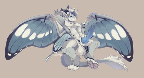 animal_genitalia anthro balls big_balls big_penis bodily_fluids body_hair braided_hair chest_hair erection fangs fingering fur genital_fluids genitals hair happy_trail horn insect_wings knot knotted_penis lean_body lepidopteran_wings looking_at_viewer lounging male nude pawpads penis precum pubes saggy_balls sheath sheath_fingering sheath_play sheath_pull smile solo tail teeth wings rentalgf mythology furred_scalie mythological_creature mythological_scalie scalie digital_media_(artwork) hi_res