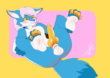 animal_genitalia animal_penis anthro anus balls balls_blush big_balls big_butt blush body_blush butt canine_genitalia canine_penis ear_blush ears_down erection feet folded fur genitals hair holding_both_legs holding_legs_back holding_legs_open knot knotted_penis legs_back legs_up lying male multicolored_body multicolored_fur nervous nervous_smile nude on_back pawpads paws penis pivoted_ears plantigrade presenting presenting_hindquarters sheath simple_background smile soles solo spread_legs spreading tail text toes two_tone_body two_tone_fur white_body white_fur tabascomilk canid canine fox mammal 2025 absurd_res artist_name colored digital_drawing_(artwork) digital_media_(artwork) hi_res signature
