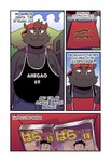 anthro black_body black_fur clothed clothing fangs fur hat headgear headwear male red_clothing red_hat red_headwear smile solo teeth text t0l0k kenta_(t0l0k) domestic_cat felid feline felis mammal comic english_text hi_res