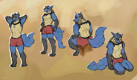 anthro arceus_symbol back_markings black_body black_fur black_hair blue_body blue_fur chest_spike clothing digitigrade fur golden_markings hair hand_spike male markings multiple_poses muscular muscular_anthro muscular_male pose red_clothing simple_background solo spikes spikes_(anatomy) yellow_body yellow_fur shurgali nintendo pokemon fan_character micky_(neitimicky) generation_4_pokemon lucario pokemon_(species) absurd_res digital_drawing_(artwork) digital_media_(artwork) expression_sheet hi_res multiple_scenes signature sketch