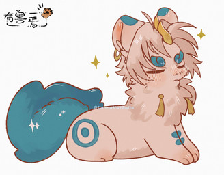 blue_tail blush chest_tuft ear_piercing ear_ring eyes_closed feral fur fur_tuft hair horn loafing male male_feral monotone_hair multicolored_body multicolored_fur paws piercing quadruped ring_piercing short_hair side_view simple_background solo sparkles straight_hair tail text tuft two_tone_body two_tone_fur white_background white_body white_fur white_hair yellow_horn lunnanathalia fabulous_beasts mythology tianlu_(fabulous_beasts) mythological_creature pixiu 1:1 2026 artist_name copyright_name digital_drawing_(artwork) digital_media_(artwork) hi_res shaded soft_shading watermark