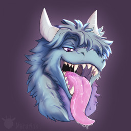 big_tongue blue_body blue_hair bodily_fluids buccinator countershade_neck countershading coy dripping feral fur hair half-closed_eyes horn long_tongue male mouth_shot narrowed_eyes open_mouth pink_tongue purple_eyes saliva saliva_drip saliva_string sharp_teeth snout solo tapering_tongue teeth thick_tongue tongue tongue_out marorios mythology rye_(ryv3r) dragon furred_dragon furred_scalie mythological_creature mythological_scalie scalie 1:1 bust_portrait hi_res icon portrait watermark