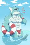 anthro clothing fur male seaside solo summer swimwear water salga_0310 canid canine fish hybrid mammal marine shark 2017 hi_res