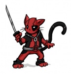 3_toes 4_fingers feet fingers holding_melee_weapon holding_object holding_sword holding_weapon male melee_weapon mrvlcats simple_background solo standing sword tail toes toony weapon whiskers white_background dan_jones marvel deadpool domestic_cat felid feline felis mammal low_res