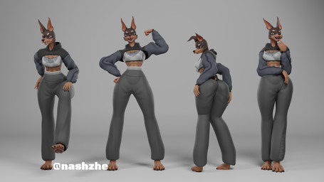 curvy_figure female solo tall_female thick_thighs wide_hips zhenash canid canine canis dobermann domestic_dog mammal pinscher 3d_(artwork) absurd_res blender_(artwork) digital_media_(artwork) hi_res