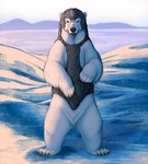 2022 armor bear bearhybrid claws facial_scar fangs feral fur hi_res his_dark_materials iorek_byrnison looking_at_viewer male mammal on_hind_legs open_mouth outside panserbjorn polar_bear scar snow snowy_landscape solo standing teeth toe_claws tongue ursine white_body white_fur
