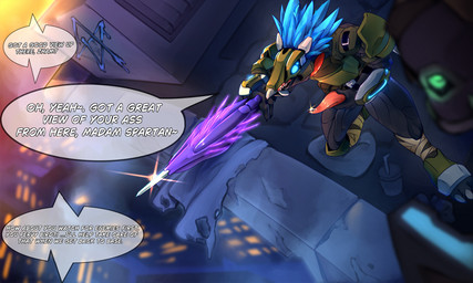3_fingers 3_toes animal_genitalia animal_penis anthro armor blue_body blue_eyes blue_feathers bodily_fluids city city_background container cup dialogue digitigrade disposable_cup feather_hair feathered_crest feathers feet fingers genital_fluids genitals glint glowing glowing_eyes head_crest headgear helmet holding_penis kneeling male needle_rifle offscreen_character offscreen_human penis precum pseudo_hair ranged_weapon sniper solo speech_bubble tapering_penis text toes weapon saggs312_(artist) halo_(series) microsoft xbox_game_studios alien avian kig-yar scalie t'vaoan colored english_text hi_res