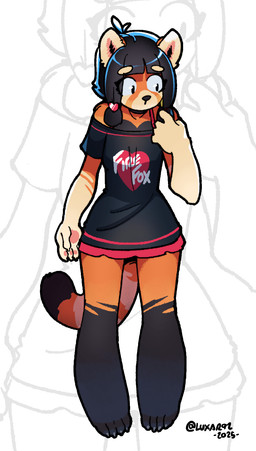 anthro bangs black_clothing black_shirt black_topwear clothing female flat_chested hair shirt short_hair slim solo topwear luxar92 ressa_(luxar92) ailurid mammal red_panda hi_res