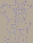 ambiguous_gender anthro blue_line_art front_view inner_ear_fluff simple_background smile solo tuft wide_hips skyffan nintendo pokemon braixen canid canine generation_6_pokemon mammal pokemon_(species) colored_line_art hi_res