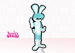 anthro blue_body blue_fur blue_hair czech devious devious_grin fur gesture hair hand_gesture looking_at_viewer male middle_finger nude simple_background smile solo tail white_body white_fur pleskoslez plesky_(pleskoslez) humanoid lagomorph leporid mammal rabbit