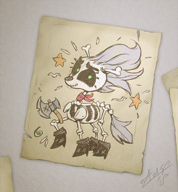 axe bone female green_eyes melee_weapon paper skeleton solo star weapon assasinmonkey friendship_is_magic hasbro my_little_pony skellinore_(mlp) animated_skeleton equid mammal undead 2018