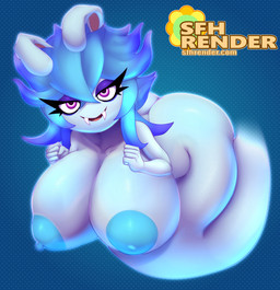 5_fingers anthro areola ass_up bent_over big_areola big_breasts big_butt big_nipples blue_areola blue_background blue_eyeshadow blue_hair blue_nipples breasts butt collarbone curvy_figure dotted_background eyelashes eyeshadow fangs female fingers fist floppy_ears fur ghost_tail glistening glistening_areola glistening_breasts glistening_butt glistening_nipples glowing glowing_eyes hair huge_breasts huge_butt long_ears long_eyelashes long_hair looking_at_viewer makeup messy_hair narrowed_eyes nipples noseless nude open_mouth open_smile pattern_background pink_inner_ear pink_tongue puffy_areola pupils purple_eyes sharp_teeth simple_background smile solo teeth teeth_showing thick_eyelashes thick_thighs tongue voluptuous white_body white_fur wide_hips sadflowerhappy waspart mario_bros mario_plus_rabbids_sparks_of_hope nintendo raving_rabbids rayman_(series) ubisoft midnite_(mario_plus_rabbids) ghost lagomorph mammal rabbid spirit absurd_res hi_res watermark