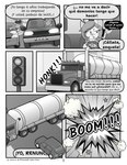 anthro boom car comic_panel duo explosion female gas_tank humor inside_car onomatopoeia parody sound_effects tank text traffic_light truck_(vehicle) vehicle el_senor_erizo randall_maxwell-brownie no_debts_(comic) karen_(no_debts) nutty_(el_senor_erizo) mammal mouse murid murine rodent sciurid tree_squirrel absurd_res comic hi_res monochrome spanish_text translated