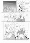 anthro beard clothing dialogue eyewear facial_hair female fur glasses haircut inside male simple_background text white_background white_body white_fur yoona undertale undertale_(series) asgore_dreemurr frisk_(undertale) toriel boss_monster_(undertale) bovid caprine human mammal comic english_text greyscale hi_res monochrome