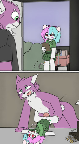 age_difference animal_genitalia animal_penis anthro balls bedroom_eyes big_penis black_clothing black_nose black_shirt black_t-shirt black_topwear blue_hair bodily_fluids bottomwear box buckteeth canine_genitalia canine_penis chest_tuft clipboard clothed clothing clothing_lift container cookie cross-eyed door ears_back eyebrow_through_hair eyebrows eyes_closed female female_penetrated floppy_ears food fur furry_balls genital_fluids genitals girl_scout_cookies green_bottomwear green_clothing green_eyes green_sash green_skirt green_topwear grey_clothing grey_shirt grey_t-shirt grey_topwear hair half-closed_eyes hand_on_leg hand_on_own_leg happy happy_sex holding_clipboard holding_leg holding_object inaccurate_knotting inside knot knotted_penis larger_male leg_grab long_hair looking_at_another looking_pleasured lying male male/female male_penetrating male_penetrating_female motion_lines mouse_ears mouse_tail multicolored_body multicolored_clothing multicolored_fur multicolored_hair multicolored_shirt multicolored_t-shirt multicolored_topwear narrowed_eyes no_underwear older_male on_back open_mouth panties pedophilia_temptation penetration penile penile_penetration penis penis_in_vagina pink_clothing pink_eyes pink_hair pink_panties pink_underwear pivoted_ears plant presenting presenting_underwear purple_body purple_ears purple_fur purple_hair purple_tail sash scout_uniform seductive sex sharp_teeth shirt shrub size_difference skirt skirt_lift smaller_female smaller_penetrated smile spread_legs spreading squinted_eyes standing sticker sticker_on_face sticker_on_leg stickers_on_body t-shirt table_lotus_position tail teeth three-quarter_view thrust_lines thrusting tongue topwear translucent translucent_hair tuft two_panel_image two_tone_body two_tone_clothing two_tone_fur two_tone_hair two_tone_shirt two_tone_t-shirt two_tone_tail two_tone_topwear underwear upskirt_sex vaginal vaginal_fluids vaginal_fluids_on_penis vaginal_penetration white_body white_ears white_fur white_tail young young_female younger_female younger_penetrated lightningb0lt01 girl_scout canid canine canis mammal mouse murid murine rodent wolf 2025 absurd_res comic digital_media_(artwork) hi_res signature