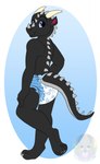 ageplay anthro blue_eyes clothed clothing diaper dinorawrz_(diaper) infantilism male paws raised_paw roleplay solo spikes tail wearing_diaper rileykit abuniverse dinorawrz mythology falund dragon mythological_creature mythological_scalie scalie wingless_dragon hi_res