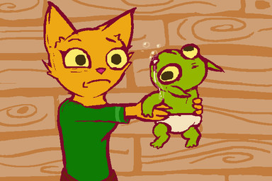 ambiguous_gender anthro bodily_fluids clean_diaper clothed clothing diaper drooling duo female neonate saliva wearing_diaper white_diaper young young_ambiguous young_humanoid dapperpixel bethesda_game_studios microsoft oblivion prequel_adventure the_elder_scrolls katia_managan felid humanoid khajiit mammal orc 2011 3:2
