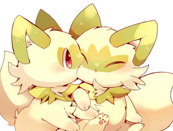 ambiguous_gender bite biting_another blush blush_lines cheek_bite cheek_tuft chest_tuft cute_fangs duo eyes_closed facial_tuft fangs feral fur green_body green_fur head_tuft looking_at_another nude open_mouth pawpads pink_pawpads simple_background tail teeth tuft white_background yupo_0322 nintendo pokemon generation_9_pokemon pokemon_(species) sprigatito colored colored_sketch digital_drawing_(artwork) digital_media_(artwork) hi_res shaded sketch