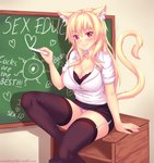 alternative_fashion amber_eyes blonde_hair blush bottomwear bra bra_peek breasts chalk chalkboard clothed clothing female fully_clothed garter_straps glistening glistening_eyes gyaru hair heart_after_text heart_as_word heart_between_text heart_symbol heart_writing holding_chalk holding_object information_board inner_ear_fluff j-fashion legwear looking_at_viewer onee_gyaru panties sitting skirt smile solo stockings teacher text text_with_heart tuft underwear word_substitution fastrunner2024 tiffy_(fastrunner2024) animal_humanoid cat_humanoid felid felid_humanoid feline feline_humanoid humanoid mammal mammal_humanoid 2018 digital_media_(artwork) english_text hi_res shaded