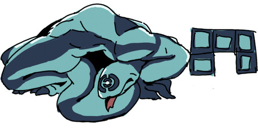 anthro block blue_body blue_skin claws eyeless male solo striped_body stripes tongue tongue_out hhhur213 e-labyrinth_(rolling_sky) rolling_sky e-labyrinth_(hhhur213) reptile scalie snake