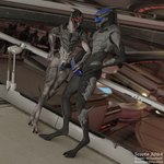 animal_genitalia digitigrade duo genital_slit genitals male male/male mutual_masturbation nude open_mouth penis penis_size_difference public scoota bioware electronic_arts mass_effect alien turian 1:1 3d_(artwork) digital_media_(artwork) hi_res