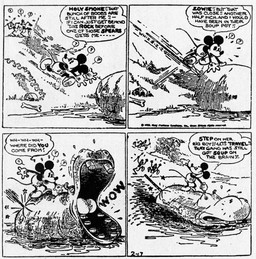 ambiguous_gender anthro beach bottomwear clothed clothing dialogue feral fingers footwear gloves group handwear loincloth male melee_weapon onomatopoeia open_mouth outside pants partially_submerged polearm question_mark racism shoes sound_effects spear speech_bubble tail teeth text tongue violence water weapon ub_iwerks walt_disney_(artist) win_smith disney public_domain mickey_mouse common_hippopotamus hippopotamid mammal mouse murid murine rodent 1930 20th_century absurd_res ancient_art black_and_white comic english_text hi_res monochrome