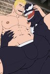 abs black_body blonde_hair bulge clothing duo hair holding_partner human_on_humanoid imminent_sex interspecies larger_humanoid male male/male muscular muscular_human muscular_humanoid muscular_male navel nipples open_mouth pecs size_difference smaller_human stubble teeth underwear cresxart marvel spider-man_(series) eddie_brock venom_(marvel) alien human humanoid mammal symbiote absurd_res hi_res