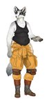 anthro belly bottomwear clothed clothing ear_piercing footwear fully_clothed fur holding_object jumpsuit jumpsuit_down knee_pads male moobs pants piercing shirt shoes simple_background slightly_chubby slightly_chubby_anthro slightly_chubby_male solo standing tail tank_top topwear white_background white_body white_fur cettus krasimir_mihaylov canid canine fox mammal 2021 hi_res