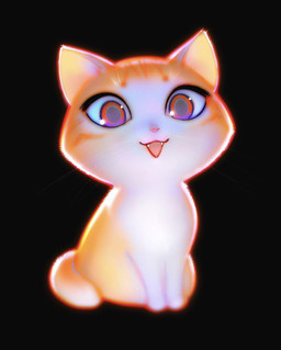 ambiguous_gender black_background chibi cute_fangs fangs feral fur happy looking_at_viewer open_mouth orange_body orange_fur pink_nose quadruped simple_background sitting smile smiling_at_viewer solo teeth whiskers white_body white_fur kuvshinov-ilya domestic_cat felid feline felis mammal 2021 hi_res