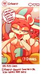 anthro areola balls blue_eyes blush breasts dialogue duo faceless_character faceless_male fangs female female_focus genitals heart_symbol looking_at_viewer male male/female nipples open_mouth penis ribbons solo_focus speech_bubble teeth text diives nintendo pokemon joltee_(diives) sylvee_(diives) eeveelution generation_6_pokemon pokemon_(species) sylveon 2018 2d_animation animated english_text frame_by_frame hi_res short_playtime